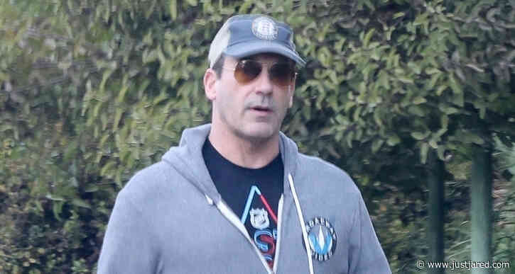 Jon Hamm Takes His Dog Splash for Morning Walk in Los Feliz