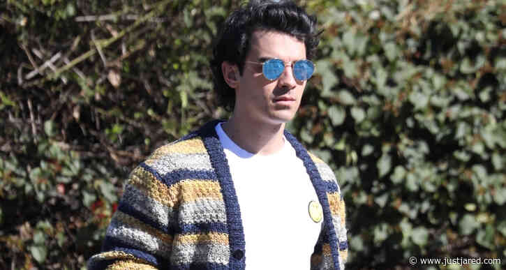 Joe Jonas Sports Striped Cardigan for Coffee Run in L.A.
