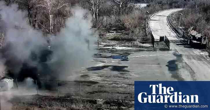 Ukrainian military release footage showing crossing point being shelled – video