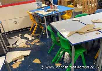 Storm Franklin: Floods at Coates Lane Primary School, Barnoldswick