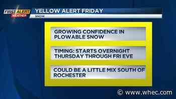 First Alert: Rain today with slight threat for flooding and Yellow Alert for accumulating snows Friday
