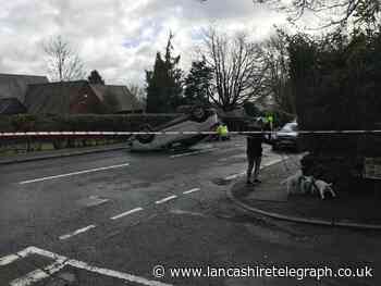 Car overturned and woman injured after serious crash on Turton Road, Bolton