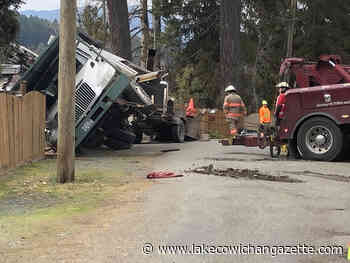 Tree trimming truck tips over in Shawnigan - Lake Cowichan Gazette