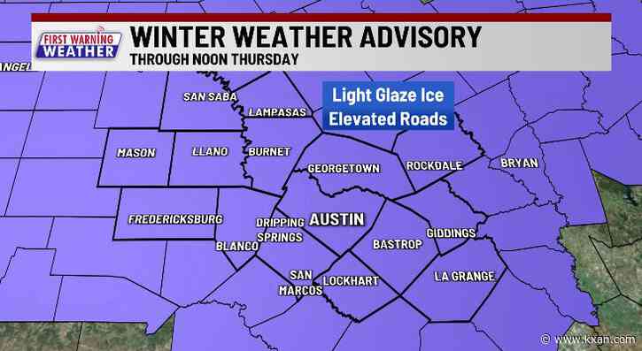 Icing on elevated roadways, freezing drizzle possible through midday