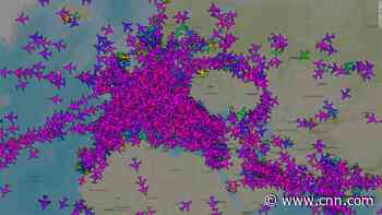 Image shows empty airspace over Ukraine and its border with Russia