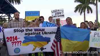 Hundreds Rally in Hallandale Beach to Condemn Russia's Invasion of Ukraine
