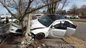 Virginia State Police: Man leads vehicle pursuit in Hampton, crashes into tree