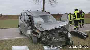 Auto kracht frontal gegen Baum: Mutter (27) und Kleinkind (2) verletzt