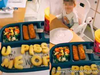 Mother’s ‘mean’ message to toddler spelled out in food sparks debate - The Independent