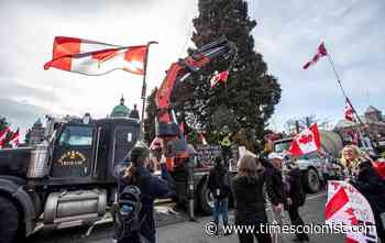 Party-like atmosphere prevails as Belleville Street shut down during protest - Times Colonist