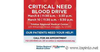 Trinitas Regional Medical Center to Host Blood Drive - TAPinto.net