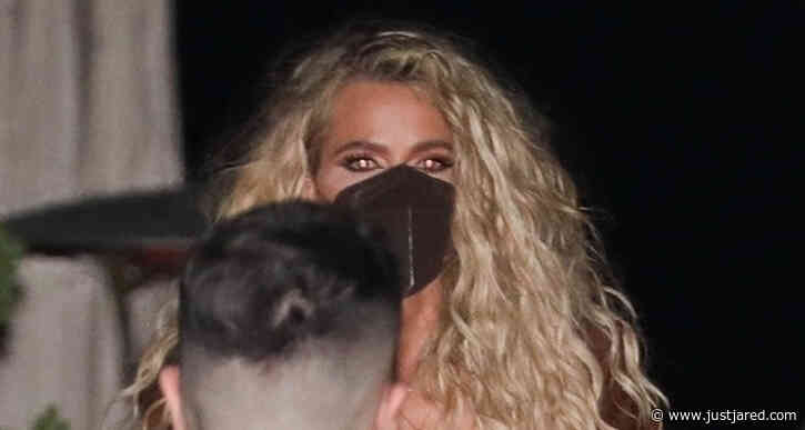 Khloe Kardashian Sports Brown Leather Look for Night Out with Friends