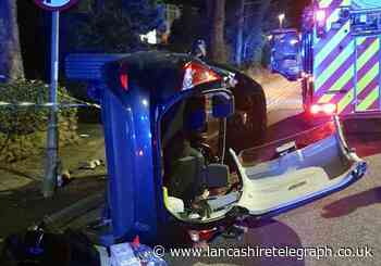 Casualty cut from car in crash on Preston Old Road