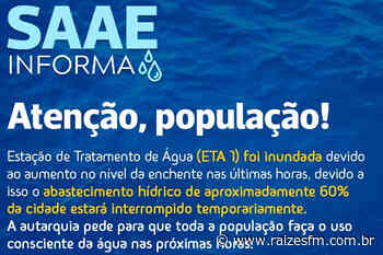 Abastecimento hídrico de quase 60% de Capivari tem que ser interrompido devido a enchente - Raizes FM