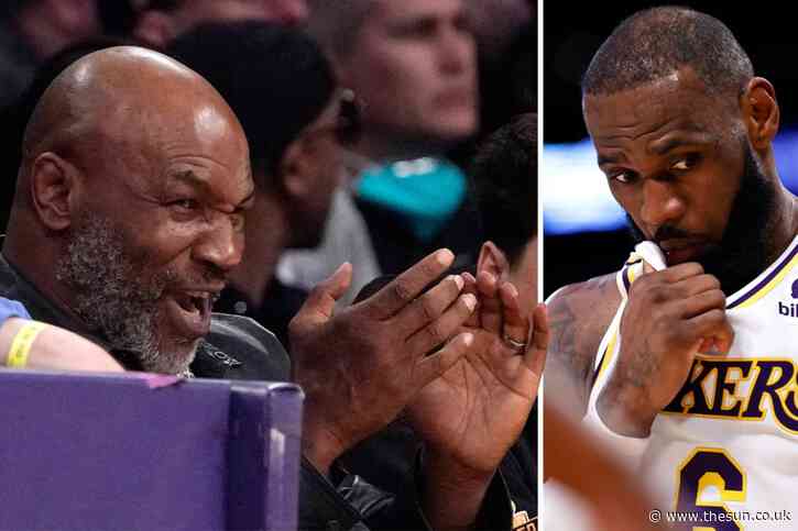 Mike Tyson looks in good spirits as boxing icon, 55, sits courtside to watch LA Lakers NBA loss to New Orleans Pelicans