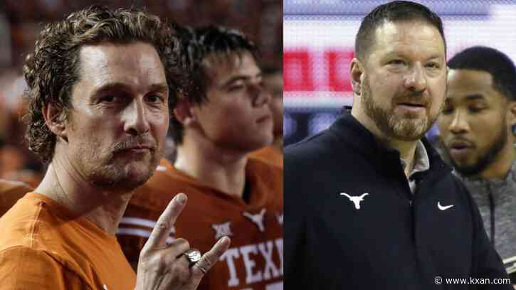 Chris Beard, Matthew McConaughey chat by the fire on Erwin Center's roof
