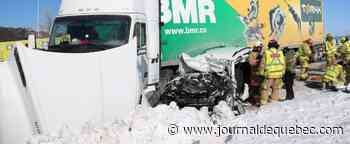 [EN IMAGES] Le pont de l’Île d’Orléans fermé à la suite d'une importante collision