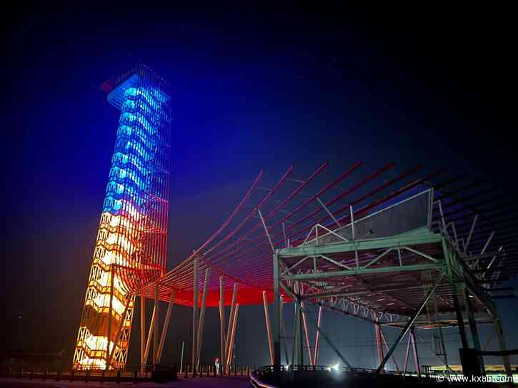 Photos: Circuit of the Americas tower lit in support of Ukraine