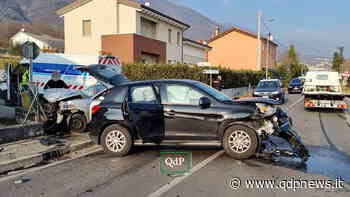Borso del Grappa, scontro fra due auto in via Molinetto all'incrocio con via Molini: due feriti, illeso un minore - Qdpnews