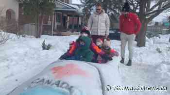 Ottawa Olympians surprise a group of kids that created a replica Team Canada bobsled - CTV News Ottawa