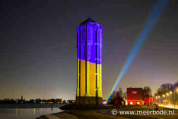 Watertoren kleurt blauw geel voor Oekraïne - Nieuwe Meerbode
