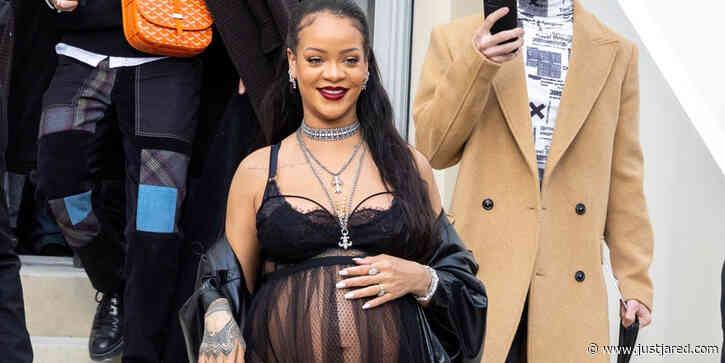 Pregnant Rihanna Turns Heads in a Sheer Look at Dior Fashion Show in Paris