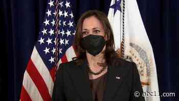 Vice President Kamala Harris arrives in Durham, prepared to talk about job creation