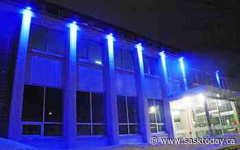 Weyburn City Hall lights up in Ukraine's colours - SaskToday.ca