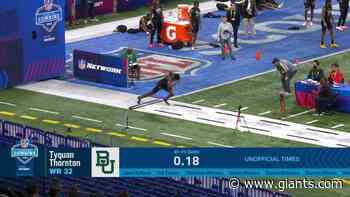 Baylor WR Tyquan Thornton runs unofficial 4.21 40-yard dash | 2022 NFL Combine Highlights - Giants.com