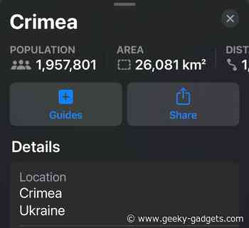 Apple Maps is now showing Crimea as part of Ukraine