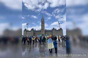 UPDATE: Protesters gather on Parliament Hill to show solidarity with Ukraine, others oppose COVID-19 mandates - Ottawa.CityNews.ca