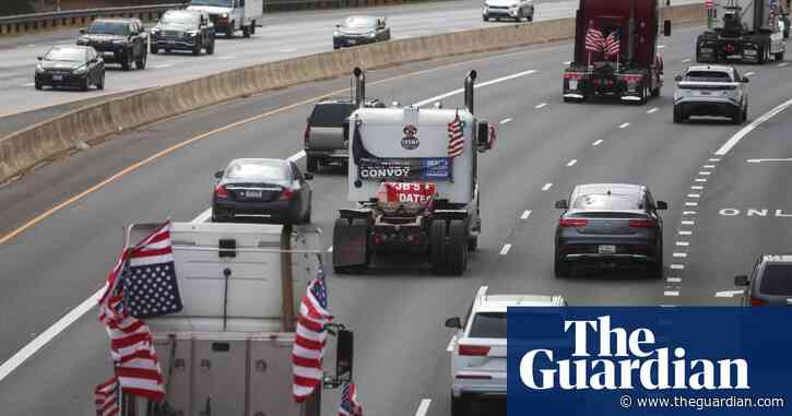 Truck convoy loops around Washington DC to protest Covid restrictions