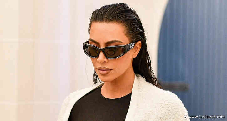 Kim Kardashian Steps Out with Wet Hair Paired with Black Bodysuit in Paris
