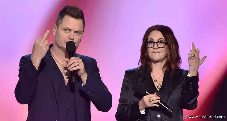 Spirit Awards Hosts Megan Mullally & Nick Offerman Tell Putin to 'F--k Off' During Monologue