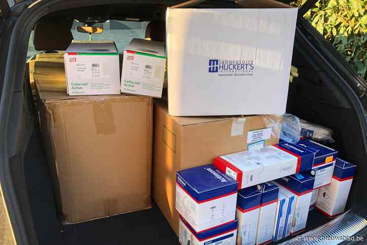 Kris Van Dijck zamelt medisch materiaal in voor Oekraïne. “De drie Desselse apotheken en het Heilig Hartziekenhuis sprongen spontaan mee op de kar.”