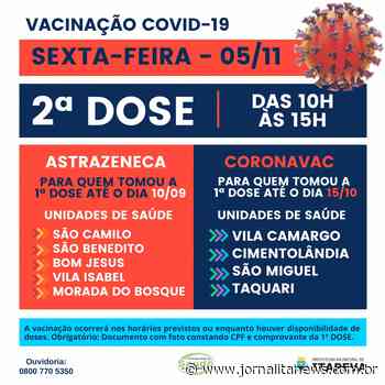 Itapeva aplicará a 2ª dose da vacina contra a Covid-19 nesta sexta-feira (5) - jornalitanews.com.br