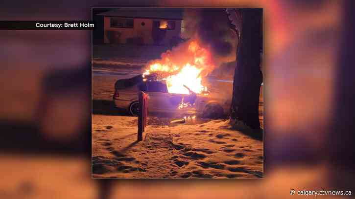 Torching of Calgary family's lone vehicle captured by surveillance camera