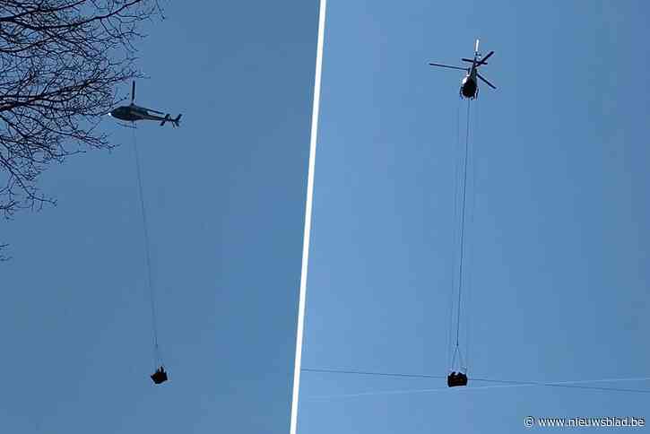 Hachelijke onderneming: helikopter haalt bollen op hoogspanningskabels weg in Limburg