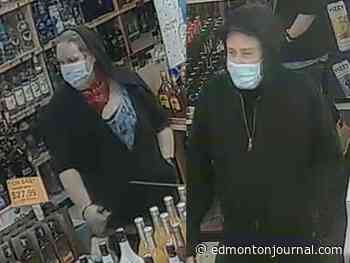 Edmonton police looking to identify suspects in armed liquor store robbery