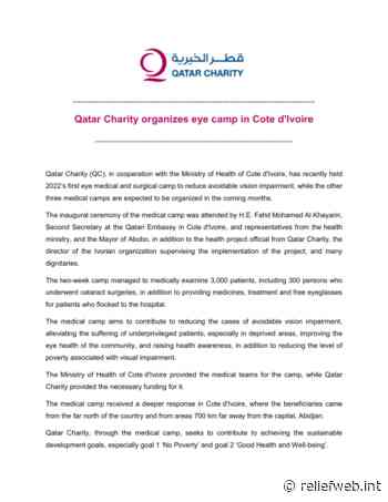 Qatar Charity organizes eye camp in Cote d'Ivoire - Côte d'Ivoire - ReliefWeb