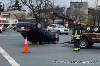 Overturned car stalls Langford traffic at busy intersection – Saanich News - Saanich News