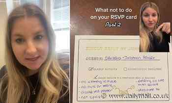 Wedding planner slams entitled guest who wrote a lengthy list of food preferences on an RSVP card - Daily Mail