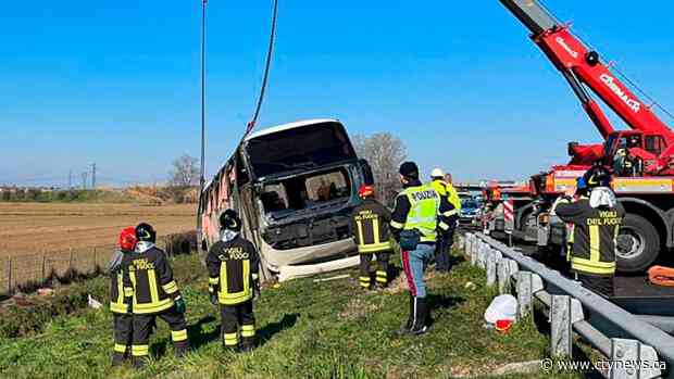 Bus full of Ukrainian refugees overturns in Italy; 1 dead