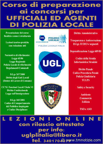 Concorsi per vigili urbani a Teramo, Alba Adriatica e Tortoreto: la Ugl organizza corsi di preparazione ⋆ Ultime notizie Marche: Cronaca, Sport, Politica - TM Notizie - TM notizie
