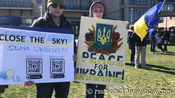 Dozens rally at Virginia Beach Oceanfront in support of Ukraine
