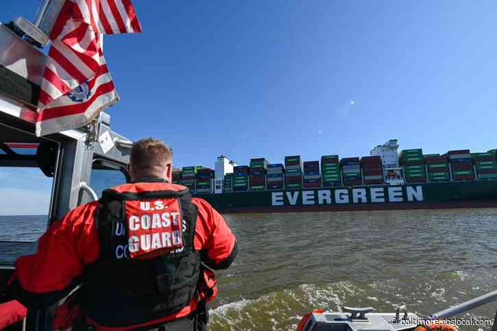 Coast Guard Tries To Free Container Ship Stranded In The Chesapeake Bay