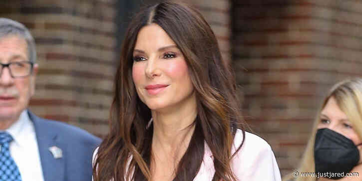 Sandra Bullock Wears Cool Color Blocked Pants in NYC