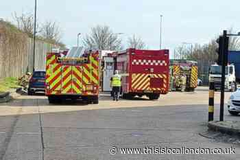 Industrial 20-tonne shredder on fire at Crayford recycling warehouse