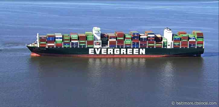 Evergreen Company Ship Remains Stuck In Chesapeake Bay