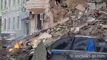 WATCH:  Residential building reduced to rubble in central Kharkiv